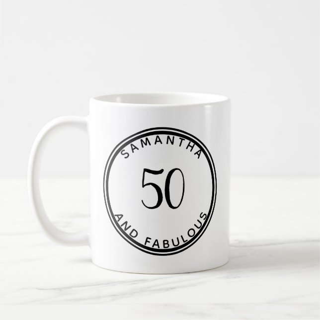 Caneca De Café 50 e Fabuloso 50. º aniversário, moderno mínimo (Esquerda)