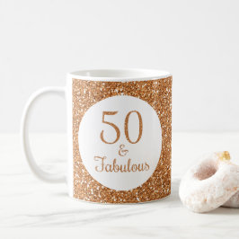 Caneca De Café 50 e fabuloso Aniversário com brilho Dourado