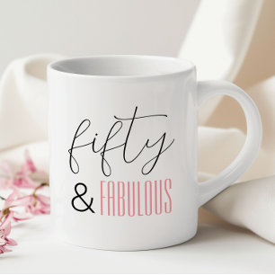 Caneca De Café 50 e Fabuloso Aniversário de 50 anos Rótulo Modern