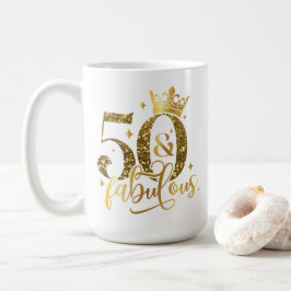 Caneca De Café 50 e Fabuloso aniversário de Shimmer Dourado