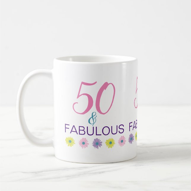 Caneca De Café 50 e Fabuloso Aniversário Divertido Roxo (Esquerda)