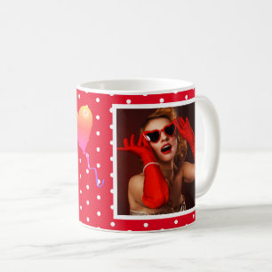 Caneca De Café 50 e Fabuloso nome de foto Red 50th Birthday Red W