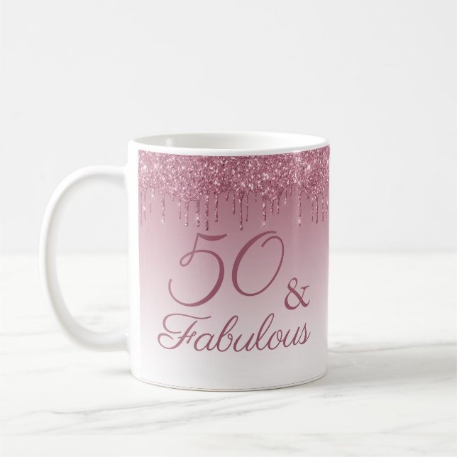 Caneca De Café 50 e Fabuloso Rosa de Coleta Rosa Dourada (Esquerda)