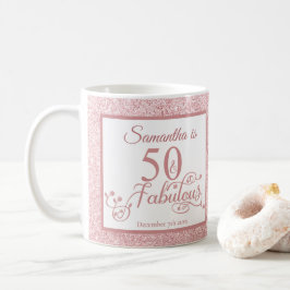 Caneca De Café 50 e Fabuloso Rosa Elegante Glitter