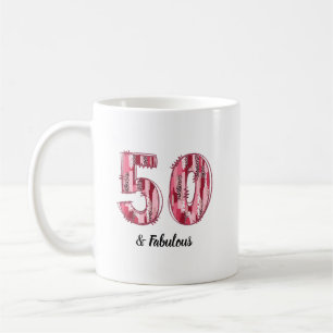 Caneca De Café 50 e Fabulosos Traços de Pincel Rosa e Leopardo