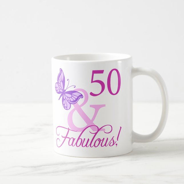 Caneca De Café 50 E Presentes Fabulosos De Aniversário (Ameixa) (Direita)