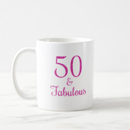 Caneca De Café 50 & Fabulosa Tipografia Luminosa Rosa