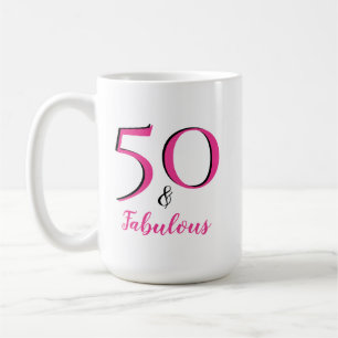 Caneca De Café 50 & Fabuloso Aniversário de 50 anos Festa Rosa e