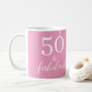 Caneca De Café 50 Fabuloso Aniversário Rosa 50º Personalizado