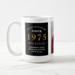 Caneca De Café 50th Birthday 1973 Black Gold Add Name Photo Large<br><div class="desc">A huge black and gold photo mug for those special people. Easily customize the text and photo using the template provided. Part of the setting standards range.</div>