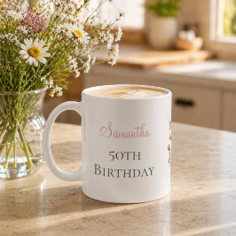Caneca De Café 50th Birthday Party Wildflower