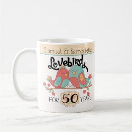Caneca De Café 50th Lovebirds do aniversário de casamento feitos