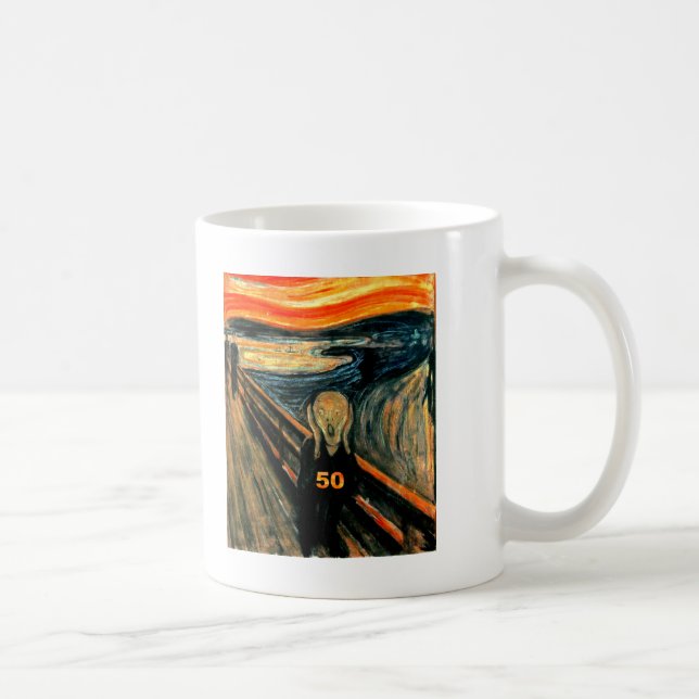 Caneca De Café 50th Presentes de aniversário, o gritar 50! (Direita)