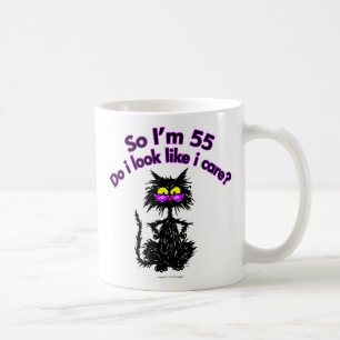 Caneca De Café 55th Presentes do gato do aniversário