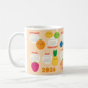 Caneca De Café 5 A Dia do Fruta Kawaii 2026 Calendário
