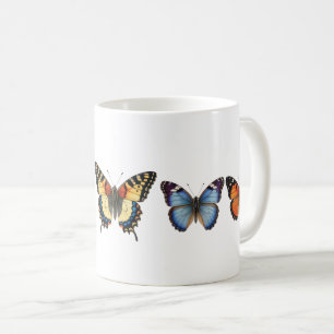 Caneca De Café 5 belas borboletas insetos arte aquarela