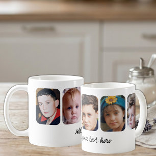 Caneca De Café 5 colagem de fotos adicionar texto branco
