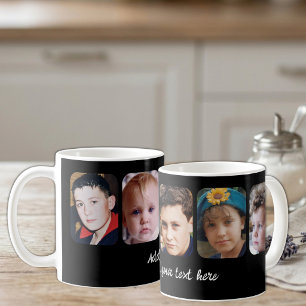 Caneca De Café 5 colagem de fotos adicionar texto preto