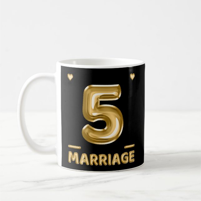 Caneca De Café 5 de Casamento de 5 Anos de Casamento (Esquerda)