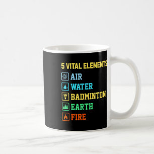 Caneca De Café 5 Elementos Vitais Ar Água Badminton Terra Fogo Sh
