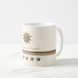 Caneca De Café 5 Estrelas com escova Dourada e Cream Mug