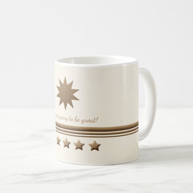 Caneca De Café 5 Estrelas com escova Dourada e Cream Mug (Frente Esquerda)