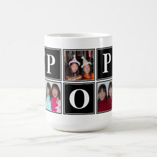 Caneca De Café 5 Fotografias com POP de Colagem Preta Personaliza
