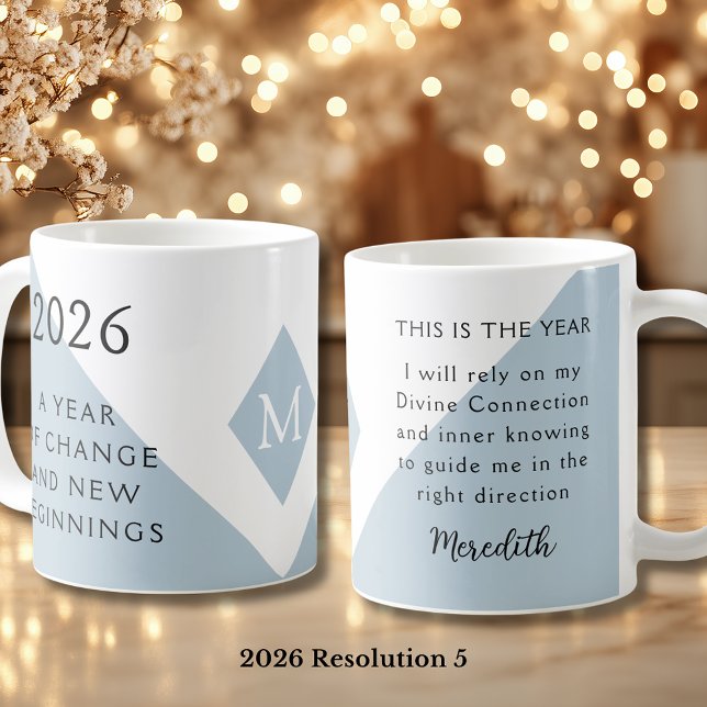 Caneca De Café 5. New Year Resolution for 2026 Year of Change  (2026 Year of Change and New Beginnings Dusty Blue Resolution 5 Coffee Mug.png)