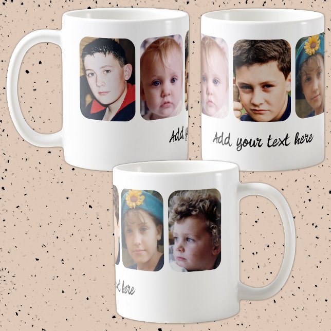 Caneca De Café 5 photo collage add text white (Criador carregado)