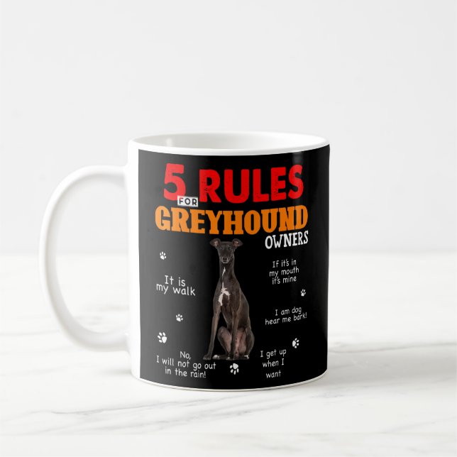 Caneca De Café 5 Regras Para Os Proprietários De Greyhound (Esquerda)