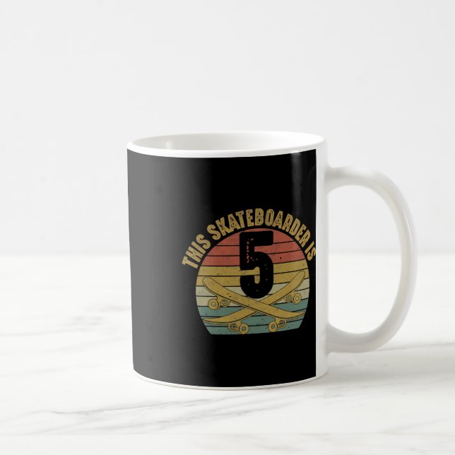 Caneca De Café 5 Yr Old Skateboarder Skateboarding 5th Birthday S (Direita)