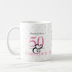 Caneca De Café 5O e Fabuloso Aniversário Moderno Elegante