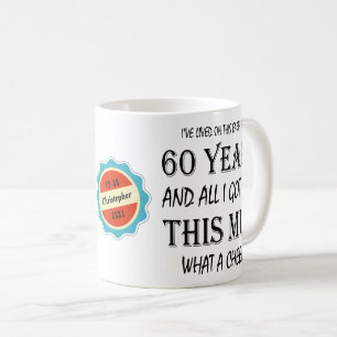 Caneca De Café 60º aniversário 60 anos Diversão de Cheek Perso