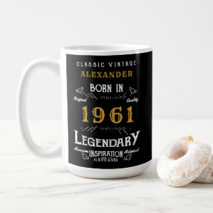Caneca De Café 60º aniversário Adicione seu nome Nascer 1961 Lege