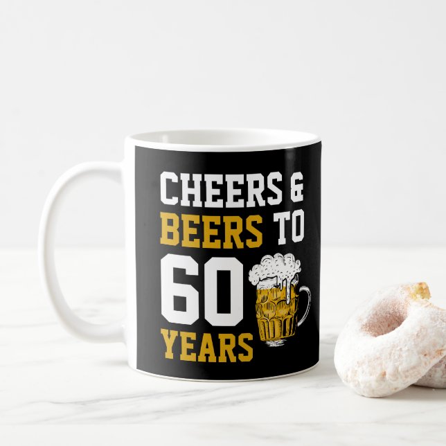 Caneca De Café 60º aniversário de saudações e cervejas personaliz (Com Donut)
