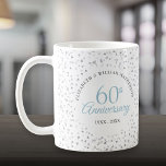 Caneca De Café 60º Aniversário do Casamento Hearts Confetti<br><div class="desc">Com delicados corações confetti. Personalize com seus detalhes especiais do 60º aniversário de casamento em carta chic. Projetado por Thisnotme©</div>