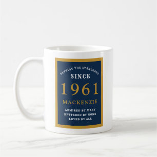 Caneca De Café 60º aniversário personalizado 1961 Elegante azul D