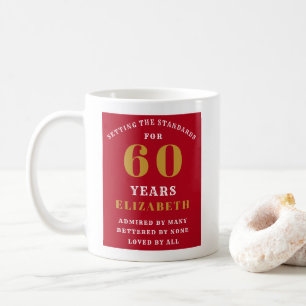 Caneca De Café 60º aniversário Vermelho e Dourado adicione seu 