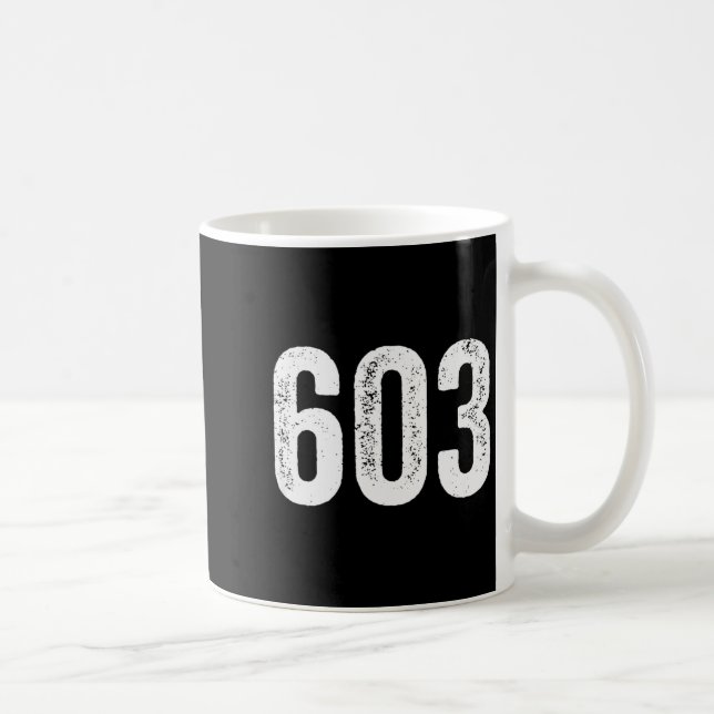 Caneca De Café 603 Distressed New Hampshire Area Code  (Direita)