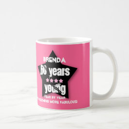 Caneca De Café 60 anos novo ou ALGUMA ESTRELA PRETA COR-DE-ROSA