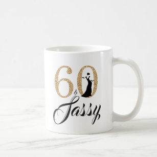 Caneca De Café 60 e aniversário do brilho Dourado Sassy 60th