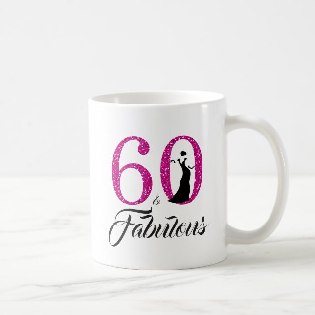 Caneca De Café 60 e Fabuloso cinza rosa-quente 60º aniversário (Direita)