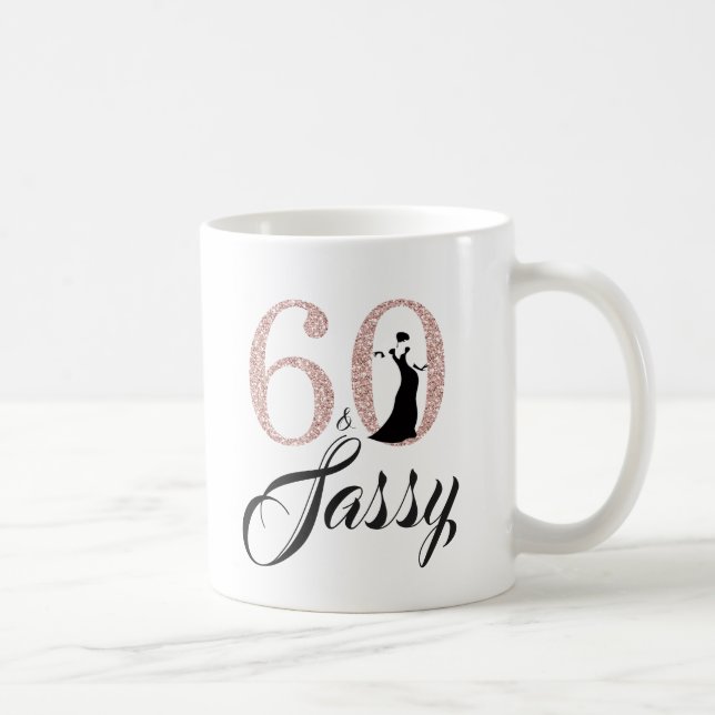 Caneca De Café 60 e Sassy Pink Glitter 60º Aniversário (Direita)