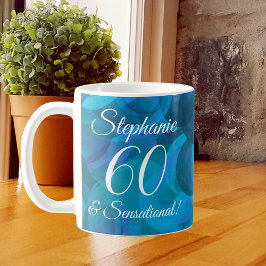 Caneca De Café 60 e Sensational Elegant Ocean Blue Birthday