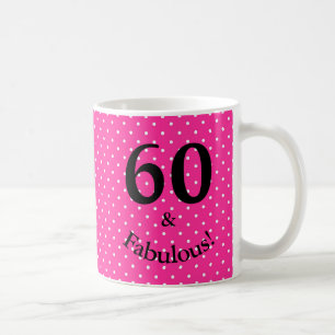 Caneca De Café 60 & Fabuloso Aniversário Pontos Brilhantes Rosa