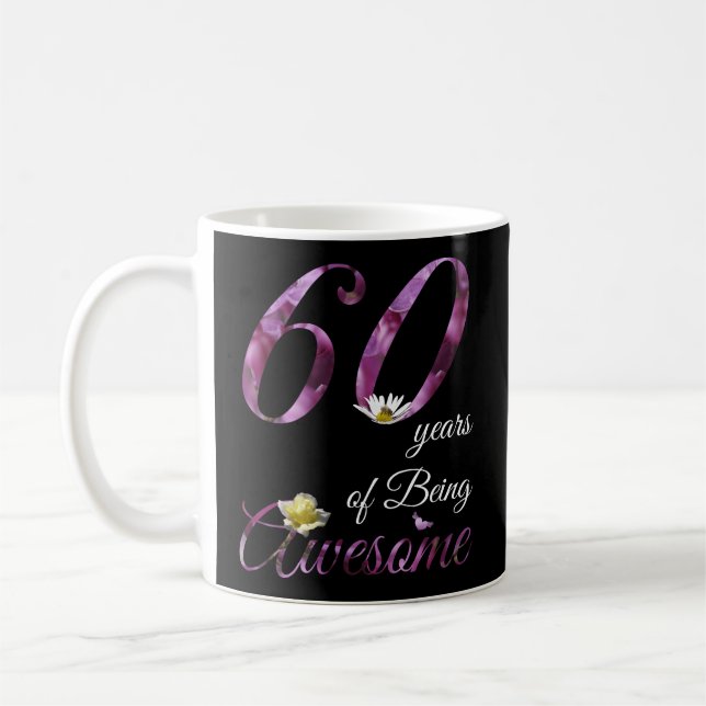 Caneca De Café 60 Incrível Floral 1963 60Th (Esquerda)