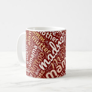 Caneca De Café 60 Palavras para 'Mãe' em Diferentes Idiomas