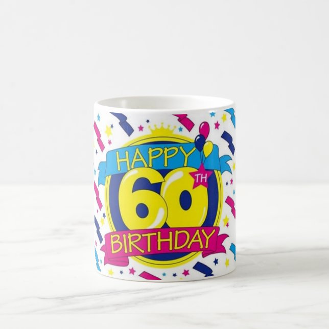 Caneca De Café 60th aniversário feliz (Centro)