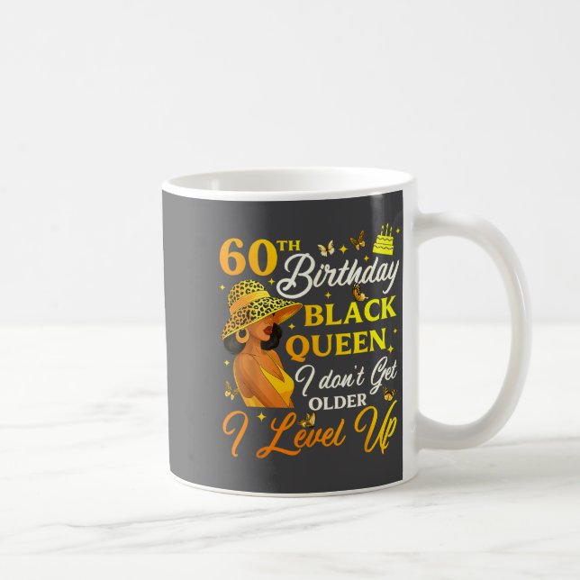 Caneca De Café 60th Birthday Black Queen Level Up Emwering For Wo (Direita)