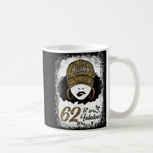 Caneca De Café 62 Anos Fabulosa Melanina Garota Leopardo 62 Bi
